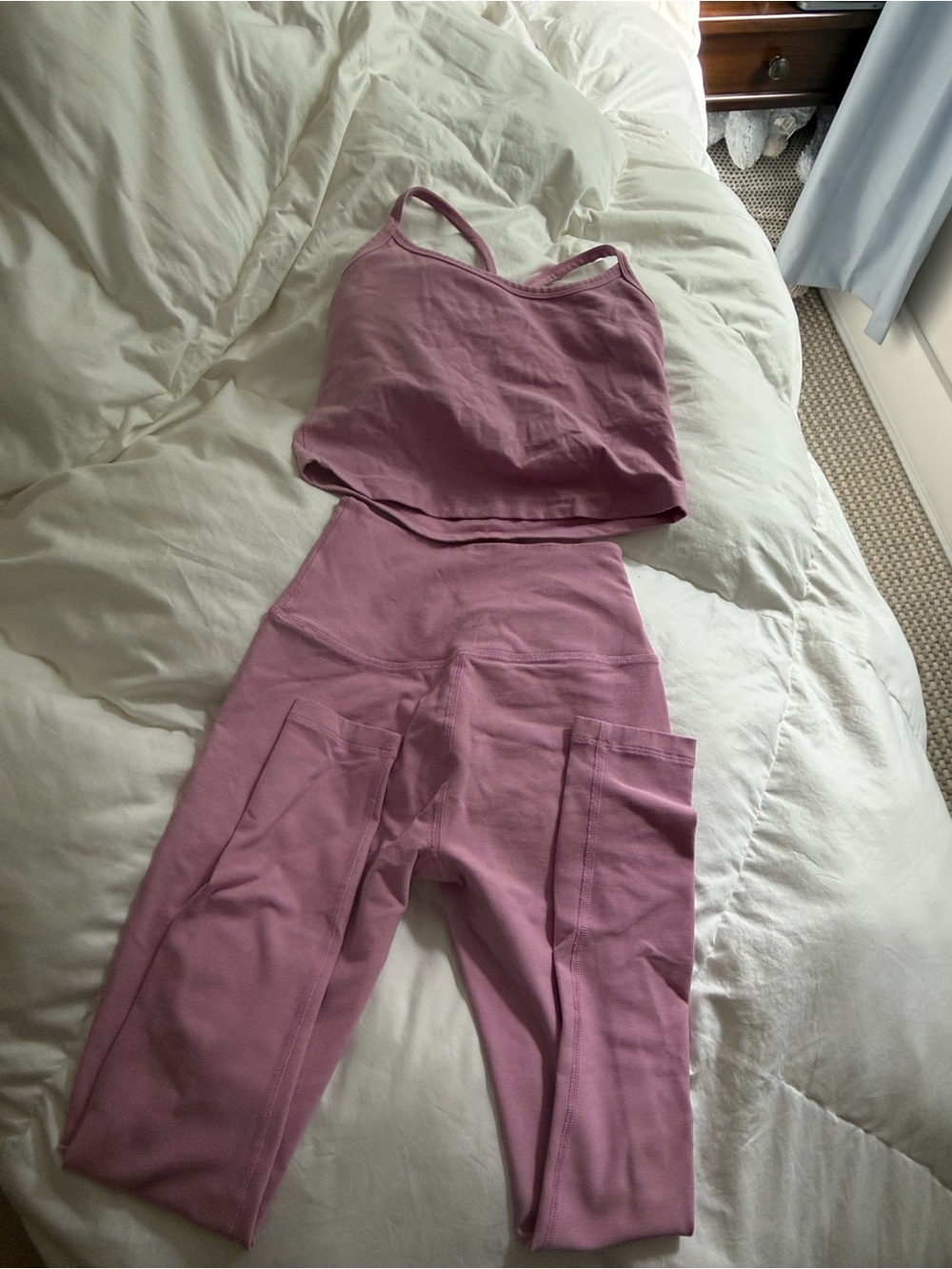 Beyond Yoga Mauve Pink Cropped Tank & High-Waist leggings Set